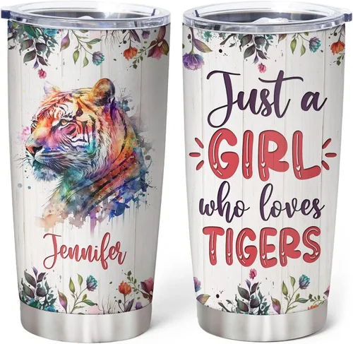Vista 26 de Hyturtle Regalos personalizados para los amantes de los osos – Just A Girl Who Loves Bears - Vaso de acero inoxidable con nombre personalizado de 20