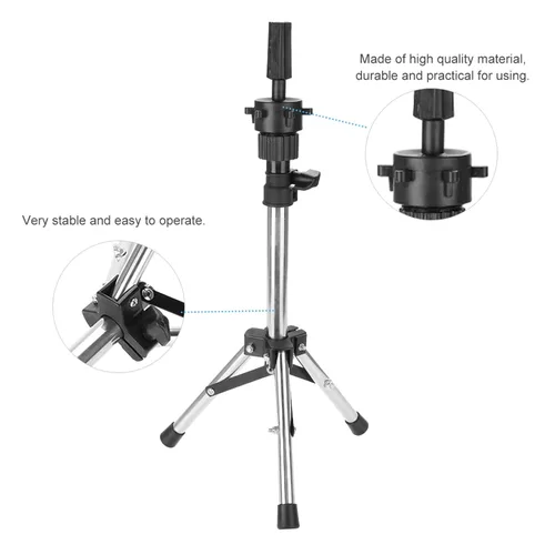 Vista 7 de Soporte de trípode para cabeza de maniquí, soporte de trípode ajustable para peluquería, cosmetología, peluquería, entrenamiento, cosmetología