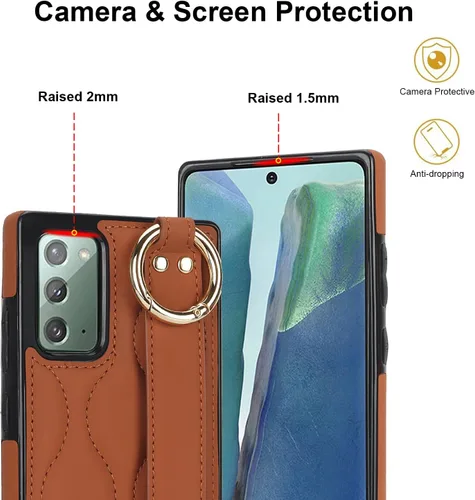 Vista 9 de Asuwish Funda de teléfono para Samsung Galaxy Note 20 5G con protector de pantalla y correa para la muñeca, soporte de pulsera, anillo de silicona