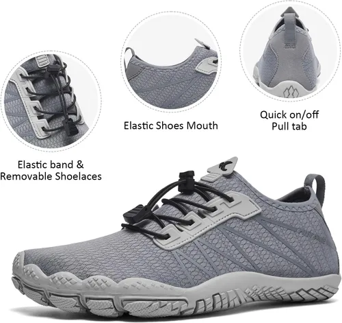 Vista 3 de HIITAVE - Zapatos acuáticos y con sensación de pies descalzos para hombre, calcetines acuáticos de secado rápido para deportes al aire libre
