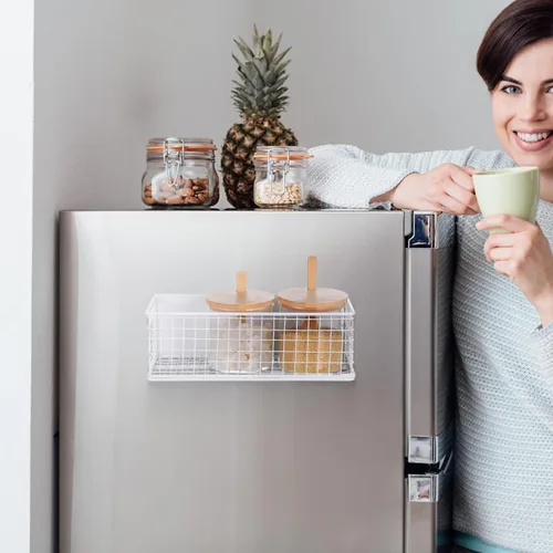 Vista 9 de OUNONA Estante magnético de especias para refrigerador, estante de almacenamiento para condimentos, botellas, herramientas y aperitivos, cesta