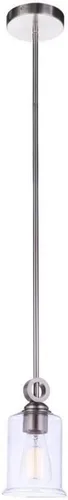 Vista 2 de Craftmade 56491-BNK Romero - Lámpara colgante cilíndrica de cristal transparente, 1 luz de 60 vatios, 9 pulgadas de alto x 5 pulgadas de ancho