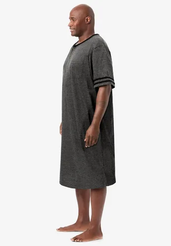 Vista 3 de KingSize Camisón Henley de manga corta para hombre grande y alto Gris Caliente Carbón