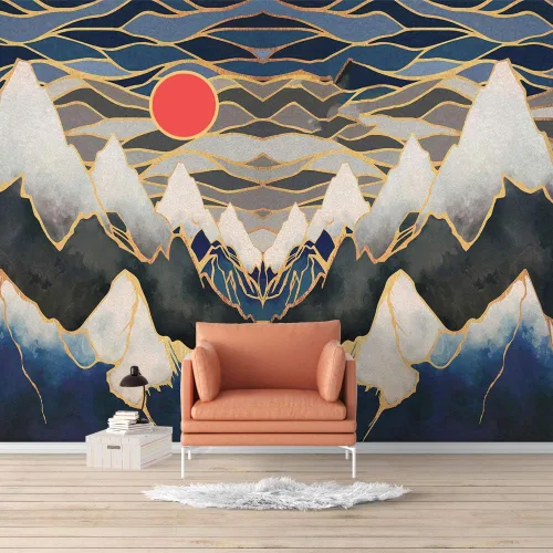 Vista 16 de SIGNFORD - Mural de pared de estilo nórdico con papel tapiz de paisaje natural extraíble para dormitorio o sala de estar.