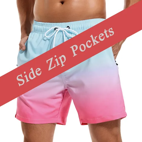 Vista 7 de SILKWORLD - Trajes de baño para hombre, pantalones cortos de playa de secado rápido con bolsillos