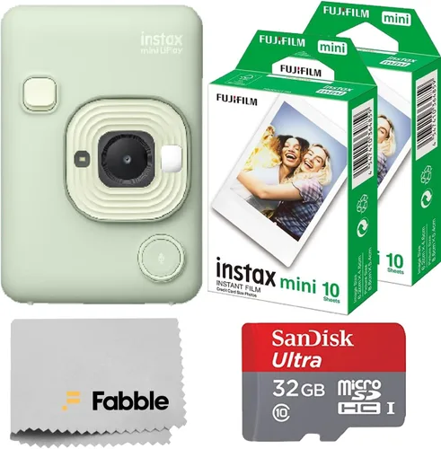 Vista 8 de Paquete de cámara instantánea Fujifilm INSTAX Mini LiPlay híbrida con 20 hojas de película INSTAX Mini, tarjeta microSD de 32GB, cable de carga USB