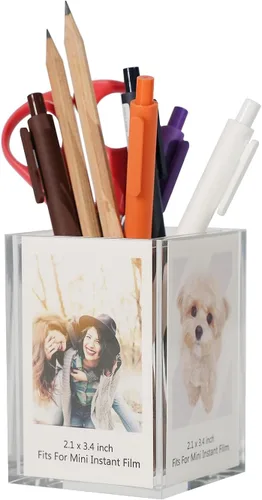 Vista 6 de Instax Mini 2x3 Polaroid Foto Marco de Acrílico, Pequeño Soporte de Visualización Lindo para Fotos Fujifilm Instax Mini de 3 Pulgadas, Porta Lápices