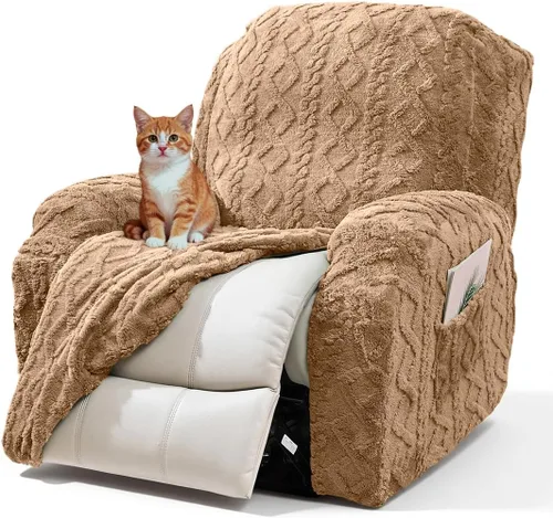 Vista 20 de vctops 6 Piezas Fundas de Sofá Reclinable Loveseat de Felpa con Jacquard Geométrico Suaves Peludas Esponjosas Protector de Muebles Antideslizante