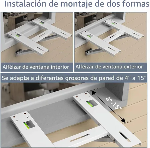 Vista 7 de Flamorrow Soporte de aire acondicionado de ventana, soporte de aire acondicionado resistente con 2 brazos, soporte universal de CA para ventana