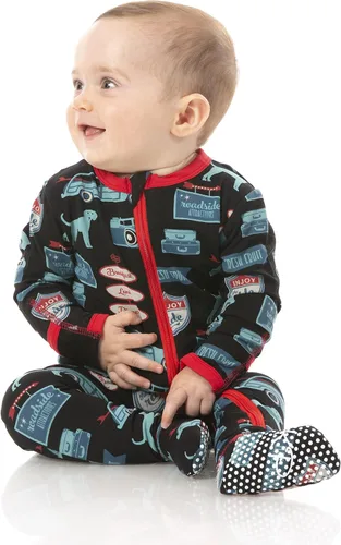 Vista 18 de KicKee Print Footies with Zipper, Super Soft One-Piece Jammies, Sleepwear for Babies and Kids Resumen Prismático Primavera