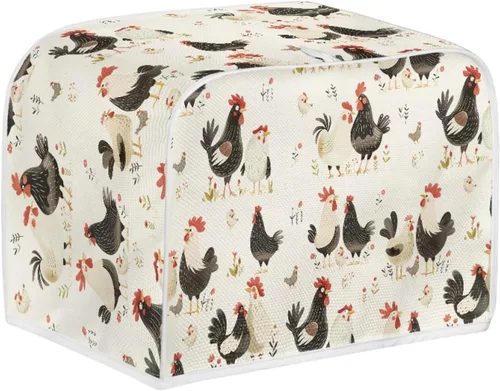 Vista 2 de Cubierta de tostadora con estampado de pollo, cubierta de tostadora de 2 rebanadas de cocina elegante para electrodomésticos, tostadora, microondas