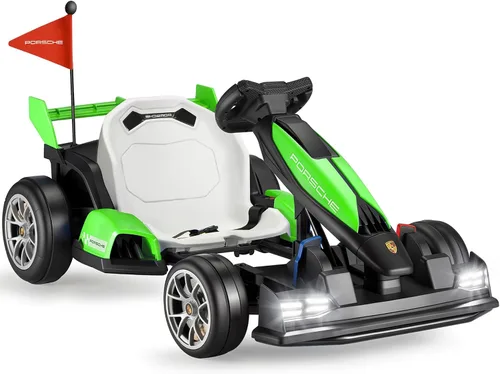 Vista 10 de Go Kart eléctrico de 24 V para niños, con licencia Porsche Drift Azul