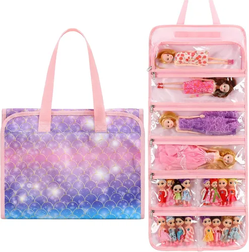 Vista 8 de JIANYA Bolsa de almacenamiento para muñecas, exhibición de juguetes, organizador de almacenamiento de transporte, vista clara, compatible con todas