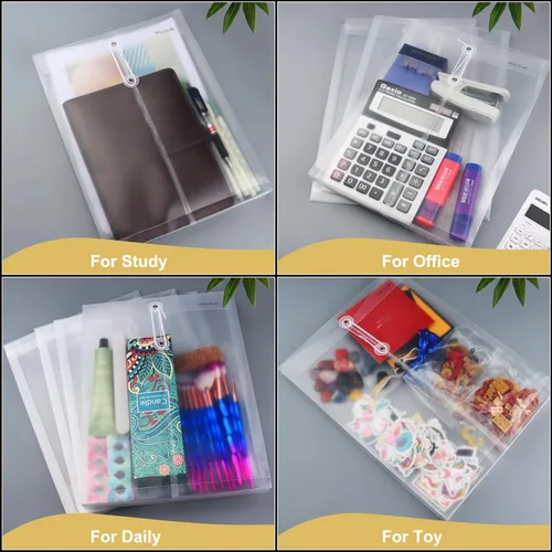 Vista 2 de Paquete de 6 carpetas de archivos de sobres de plástico, carpeta transparente expandible para documentos A4 Letter Size,Poly Reusable Folders with