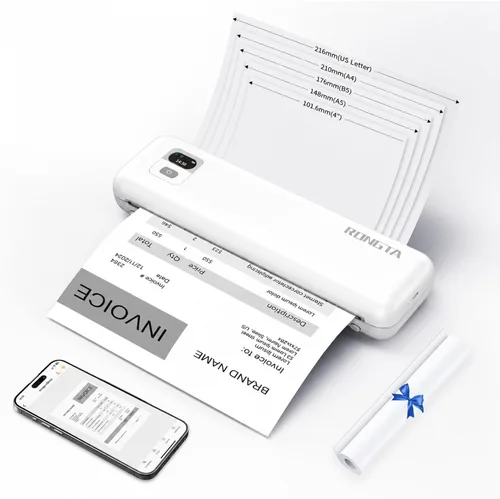 Vista 8 de Rongta Impresora portátil inalámbrica para viajes, impresoras térmicas Bluetooth sin tinta F82, compatible con iOS, Android, laptop, compatible