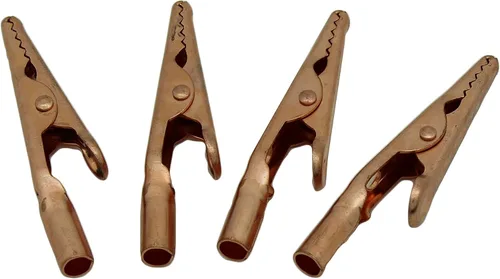 Vista 3 de ProTechTrader Clips de cocodrilo de cobre macizo (paquete de 4) de soldadura de mandíbula de cocodrilo conector de alambre universal y clip