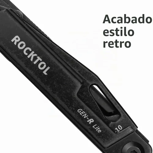 Vista 3 de ROCKTOL Multitool Gen-R Lite, Cuchillo de Bolsillo EDC Retro Negro con Hoja VG10, Multiherramienta Compacta 15-en-1 con Destornillador, Tijeras