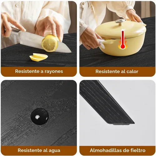 Vista 7 de Soohow Mesa redonda de cocina de comedor de madera maciza de 47.2 pulgadas para 4-6 personas con base de pedestal que se interseca Negro