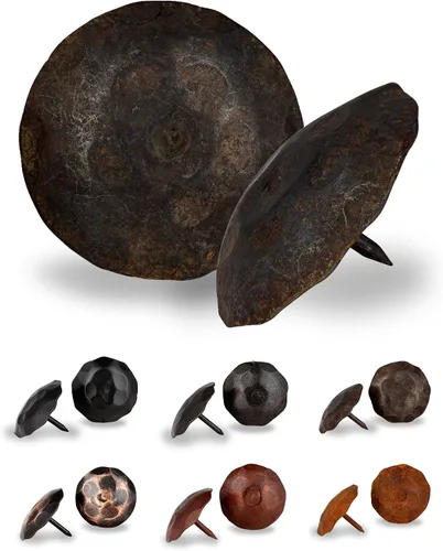 Vista 14 de 10 Pack 0.75" Round Head Iron Clavos Decorative Nails – Black – Handmade Rustic Round Fasteners for Farmhouse Shutters, Faux Wood Beams, Barn Doors