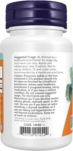 Vista 3 de NOW Supplements - Yoduro de potasio 30 mg, suplemento alimenticio, libre de OMG verificado, 60 tabletas