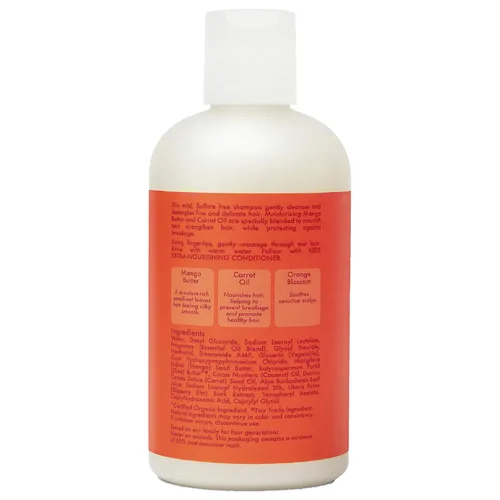 Vista 2 de SheaMoisture Champú extra nutritivo para el cuidado del cabello para niños Mango Zanahoria con manteca de karité 8 oz