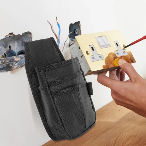 Vista 4 de OSALADI Bolsa de electricista Bolsa de herramientas profesional para mantenimiento, pequeña y versátil, fácil de transportar