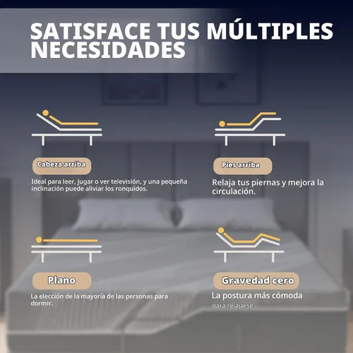 Vista 5 de Dyonery Base de cama ajustable individual XL + colchón de espuma