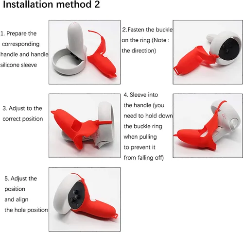 Vista 5 de Oculus Quest 2 VR Glasses Handle Silicone Cover Semi-Pack Anti-Slip and Anti-Fall Protection Accessories (red)