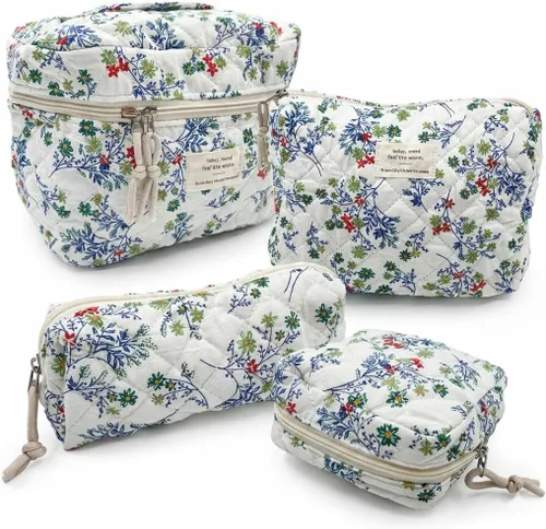 Vista 18 de NATINSA Bonita bolsa de maquillaje para mujer (2 unidades), bolsas de cosméticos de viaje, bolsa organizadora de artículos de tocador con diseño 21