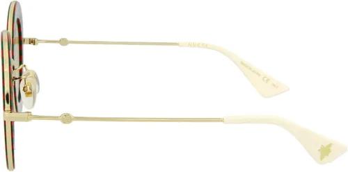 Vista 3 de Gucci Gafas de sol redondas color rojo dorado y amarillo para mujer GG0113S-30001560-007