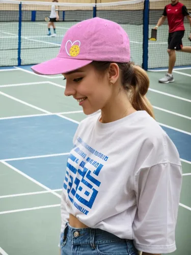 Vista 2 de Sombrero de pickleball para mujeres y hombres, gorra de béisbol ajustable con corazón bordado