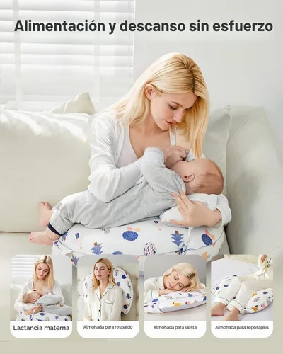 Vista 6 de Almohada de lactancia para lactancia materna y biberón, almohada de lactancia con correa ajustable en la cintura, almohada de alimentación