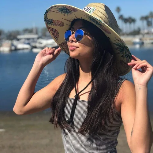 Vista 7 de COR Surf Sombreros de paja para hombres y mujeres, sombrero de sol clásico salvavidas con UPF 50+ tela impresa debajo de la playa