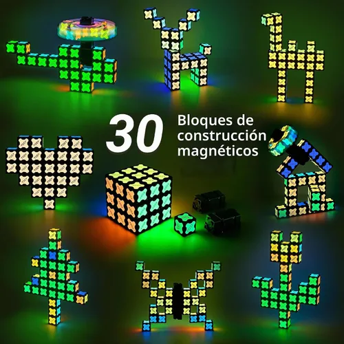 Vista 5 de TOSY - Cubo magnético de 3 x 3 – 240 imanes, 30 bloques, juguete 7 en 1: juego de rompecabezas, bloques de construcción creativos, spinner Cubo 3x3x3