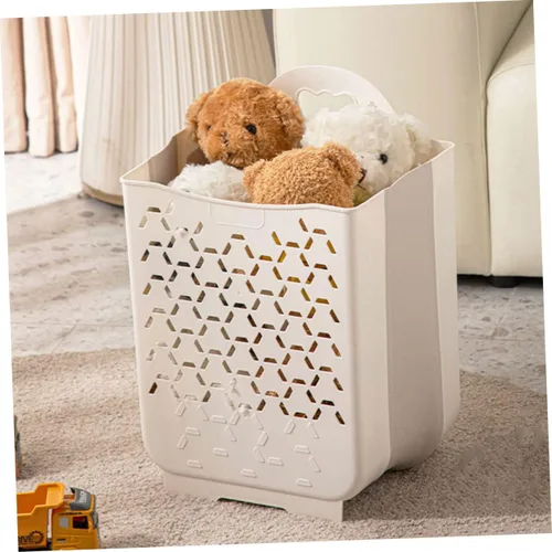 Vista 6 de Alipis Cesta de lavandería plegable de plástico para niños, color blanco, 1 juego