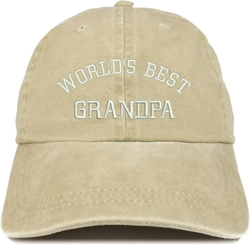 Vista 14 de World 's Best Grandpa bordado Pigmento teñido de perfil bajo algodón Cap Negro