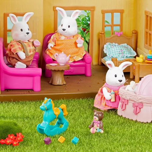 Vista 9 de Li'l Woodzeez Hoppingoods Rabbit Family - Juego de 4 figuras coleccionables de conejo posables con libro de cuentos - Figuras de muñeca de juego