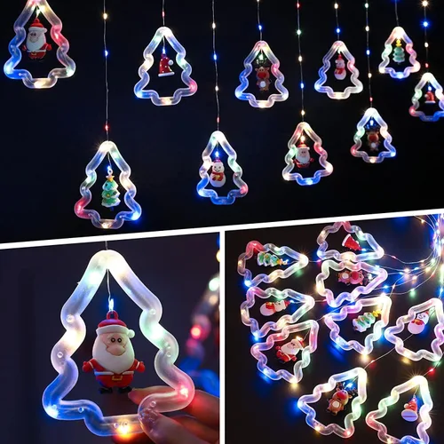 Vista 3 de Luces de Navidad – 120 LED, 9.84 pies de largo, burbujas intermitentes y luces redondas, interiores y exteriores (blanco cálido)