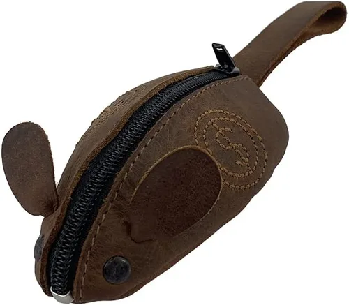 Vista 8 de Hide & Drink, Bolsa de monedas en forma de ratón, bolsa de cambio, estuche de bolsillo para monedas, accesorio de viaje, cuero de grano completo