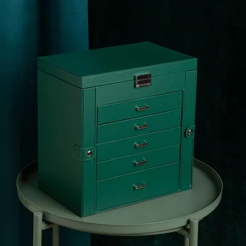 Vista 6 de Frebeauty Joyero grande, organizador de joyas de piel sintética de 6 niveles con cerradura, estuche de almacenamiento multifuncional con espejo