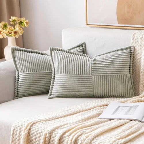 Vista 87 de MIULEE - Juego de 2 fundas de almohada beige de 12 x 12 pulgadas con entretejido, fundas de almohada a rayas bohemias supersuaves con textura