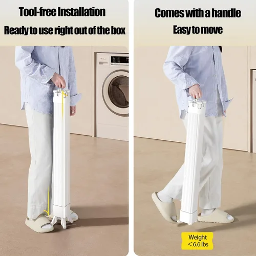 Vista 6 de Estante de secado de ropa plegable con 16 clips, estante retráctil para secar ropa, estante de secado plegable para interiores, RV, dormitorio
