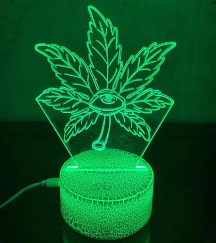 Vista 18 de 420 hojas 3D LED lámpara de mesa luz nocturna ilusión visual óptica decoración del hogar iluminación