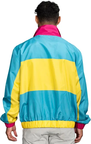 Vista 3 de Chaqueta cortavientos retro ligera con diseños coloridos de los años 80 y 90