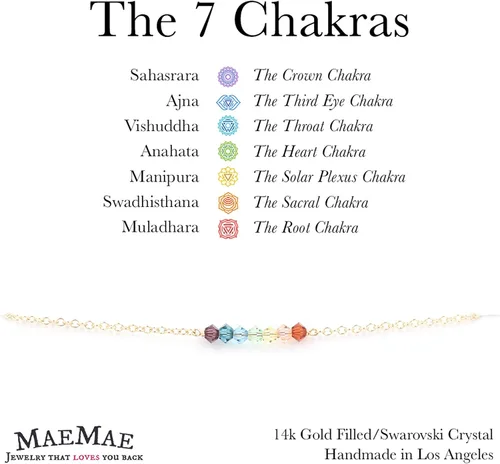 Vista 2 de 7 chakras de cristal curativo, arco iris Lariat Y-collar, pulsera, tobillera