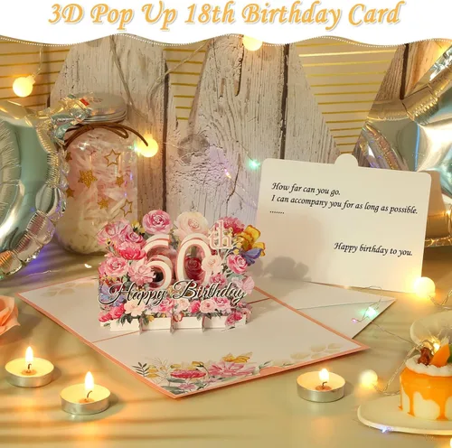 Vista 2 de Tarjeta desplegable de 60 cumpleaños para ella, tarjeta de felicitación desplegable de feliz 60 cumpleaños para mujeres, hermosa tarjeta