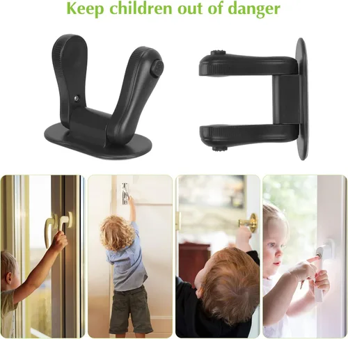 Vista 4 de Cerradura de palanca de puerta a prueba de niños, paquete de 2 cerraduras para seguridad de los niños, perilla de puerta a prueba de niños, a prueba