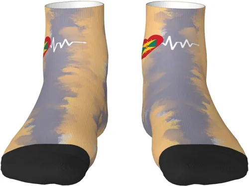 Vista 2 de Grenadan Heartbeat I Love Grenada Heart Flag Ankle Socks Winter Low Cut Sports Warm Comfort Breathable Casual Socks For Mens And Womens