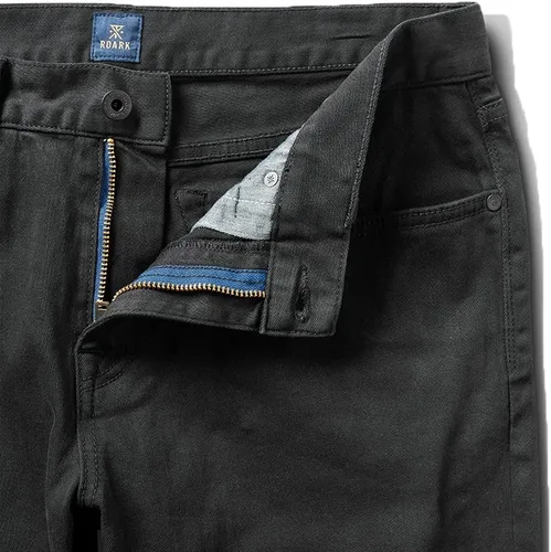 Vista 3 de Roark Pantalones de mezclilla HWY 128 de sarga rotos de corte recto para hombre, elegante diseño de 5 bolsillos, pantalones casuales para uso diario