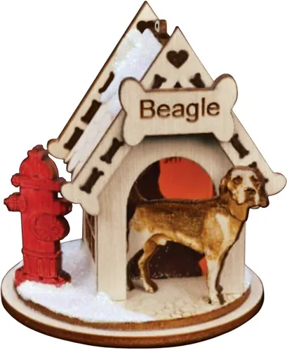 Vista 13 de Basset Hound Dog Tea Light Display Adorno de Navidad de madera para árbol de Navidad
